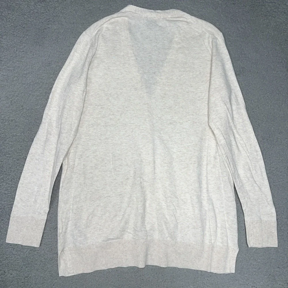 Gap Cardigan Sweater Women's Sz L Oatmeal Heather Button Front Pockets Academia